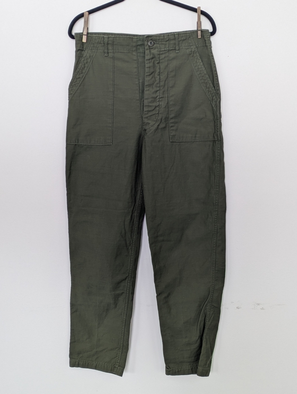 Vintage Army Pants Men's 32x33 Green High Waist Button Fly Vietnam Era OG-107